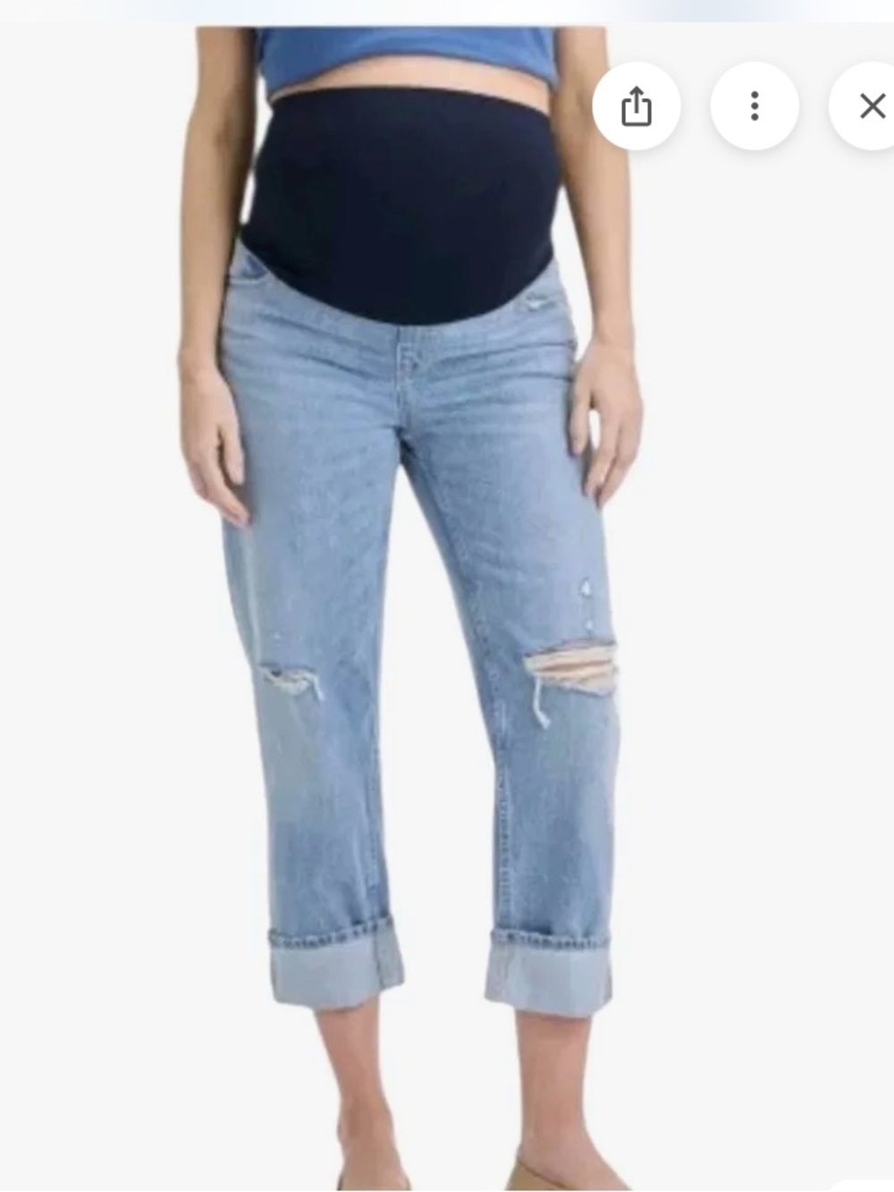 Light Wash Maternity Ripped Cropped Jeans